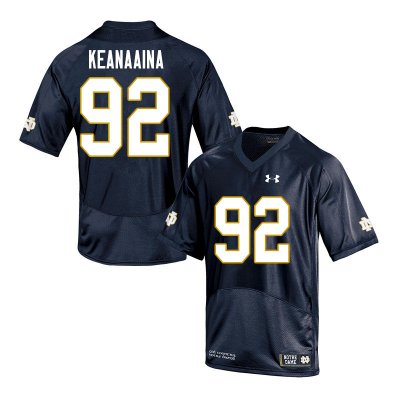 Notre Dame Fighting Irish Men's Aidan Keanaaina #92 Navy Under Armour Authentic Stitched College NCAA Football Jersey LHW2599QW